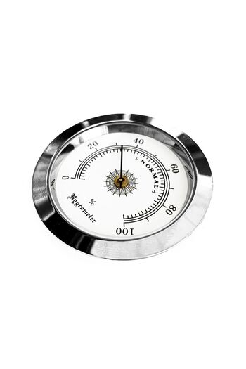 OEM Analog Higrometre Nem Ölçer Humidor Puro Kutusu Için Metal Çerçeve Beyaz 50mm