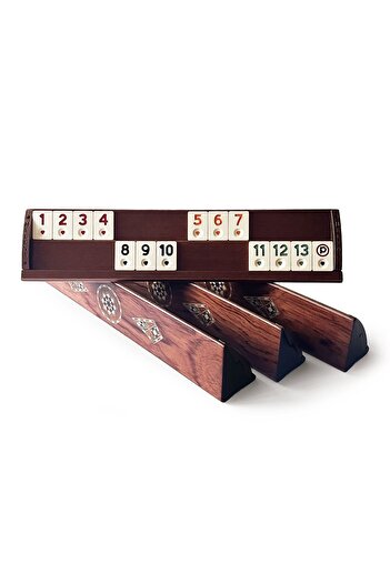Helena Wood Art Snowdrop Handmade Solid Wood Okey Set Rose with Mosaic