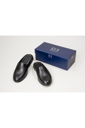 D'S Damat Leather Slippers Black