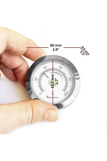 OEM Analog Higrometre Nem Ölçer Humidor Puro Kutusu Için Metal Çerçeve Beyaz 50mm