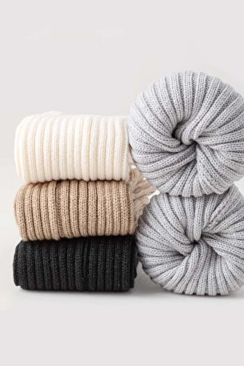 Moibody Original Premium Tozluk %100 Akrilik Triko Örgü Leg Warmer Ayak Isıtıcı Ekru