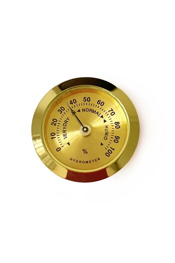 OEM Analog Higrometre Nem Ölçer Humidor Puro Kutusu Için Metal Çerçeve Sarı 37mm