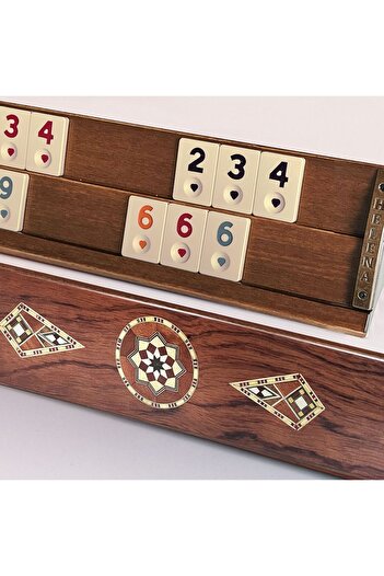 Helena Wood Art Snowdrop Handmade Solid Wood Okey Set Rose with Mosaic