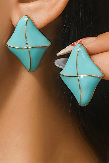 Glaren Turquoise Design Gold Color Women's Earrings
