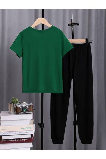 uyguntarz Σετ φόρμας Unisex White Fs Printed Black Cargo