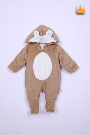 Babydola Cute Bear Hat Plush Baby Boys Girls Jumpsuit Coffee 15316
