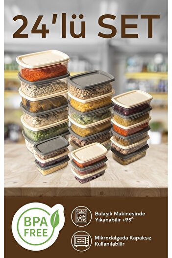 Nesto Home Set of 24 Multi-Purpose Storage Containers Freezer and Microwave Compatible Easy Box 6X1220 6X750 6X430 6X225 ml
