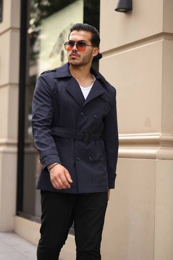 gm giyimarket Men's Seasonal Trench Coat