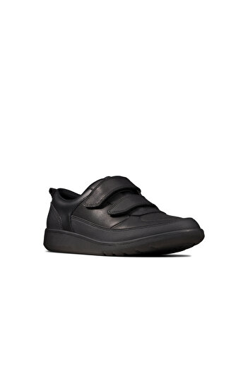 CLARKS Scape Flare Y Black Leather SHOES TEEN BOYS