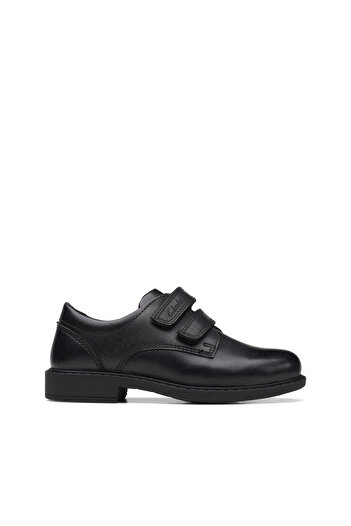 CLARKS Scala Pace K Black Leather SHOES JUNIOR BOYS