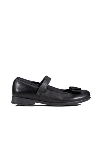 CLARKS Scala Tap K Black Leather SHOES JUNIOR GIRLS