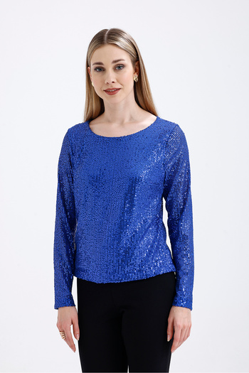 Sense Lined Sequin Sequin Evening Dress Blouse |   Blz35497 Saks