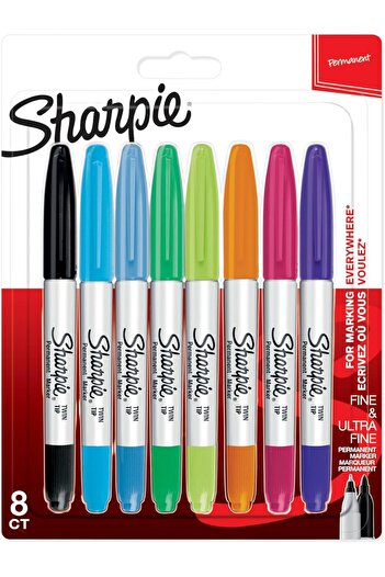 STOREMAX Srhtds Twin Tip Permanent Marker, 8'Li Mixed Package Desing 266450