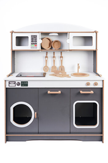 HOBBY HOUSE Ahşap Oyuncak Çocuk Mutfak Seti Led Ocaklı Işıklı