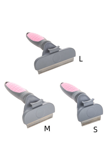 Choice M Pink Planet Pet Grooming Brush - Double Sided Shedding and Dematting Undercoat Rake Comb for Dogs