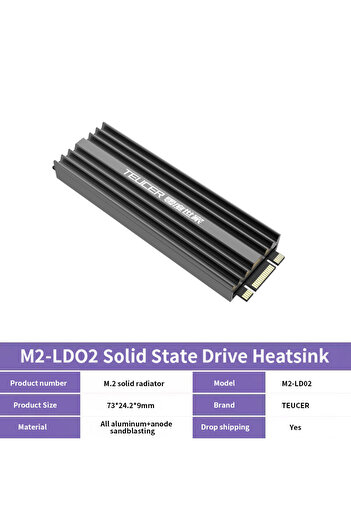 Choice1 Black TEUCER SSD Heatsink M.2 NVME Solid State Disk Drive PC Radiator with Thermal Silicone pad for
