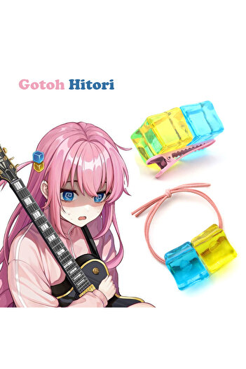 Choice A Set Anime BOCCHI THE ROCK Gotoh Hitori Elastic Hair Bands Blue and Yellow Ice Cubes Hairpins Headw