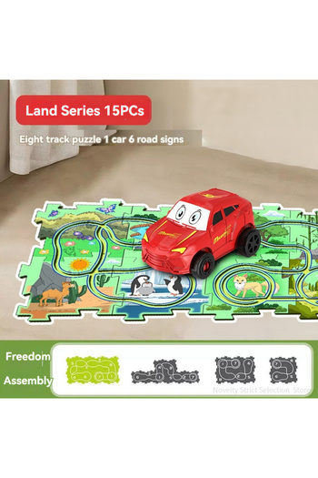 Choice Land Series 15pcs Puzzel Toy Set Rail Car DIY Assemble Jigsaw Flexible Railway Track Parent-child In