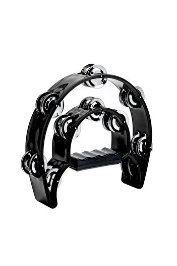 Choice Black Tambourine Double Row Metal Jingles Hand Held Percussion Half-Moon Tambourines Musical Instrum