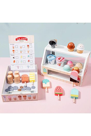Choice A Ice Cream Counter Playset For Kids Montessori Pretend Play Food Toys Kitchen Accessories With Coi.