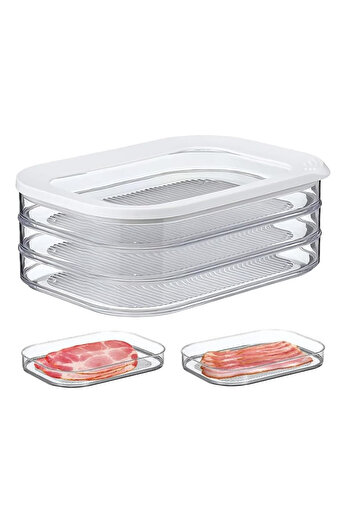 Choice WHITE Meat Container for Fridge Bacon Lunch Meat Container for Refrigerator Meal Prep Containers Sta