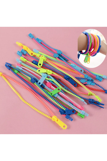Choice 12PCS 12/24 Pcs Antistress Zipper Bracelet Autism Hand Sensory Fidget Toys Party Favors for Kids Bir