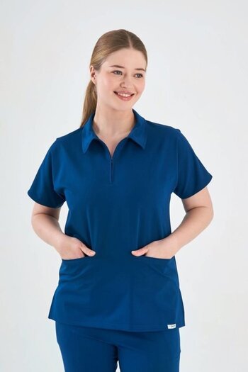 Owlet Medikal Lycra Petrol Blue Polo Neck Suit