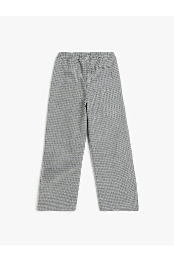 Koton Pleated Plaid Wide Leg Trousers with Pocket Detail