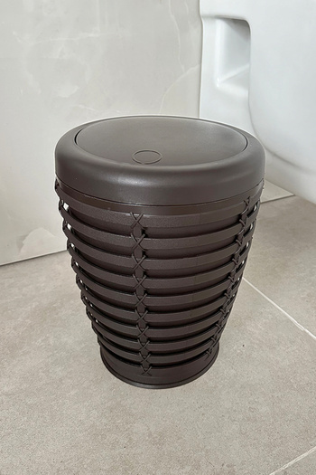Prima Nova 7.5 Liter Coffee Colored Palm Rolling Lid Trash Can - For Bathroom, Kitchen, Office