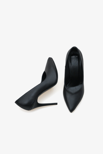 SAYL Fior Siyah Hakiki Deri Stiletto