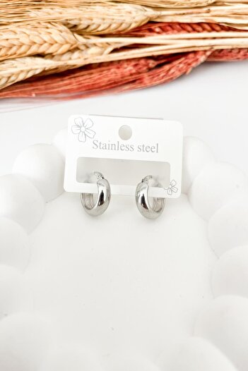 Pretty 1cm Wide Round Bombe Earrings Steel