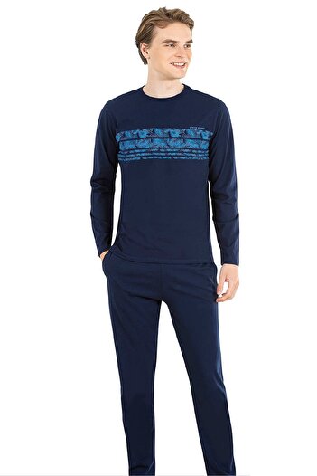 Pierre Cardin 6034 Ανδρικό Σετ πιτζάμες Navy Blue μακρυμάνικο