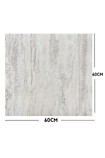 Renkli Duvarlar Yapışkanlı Traverten Mermer Floor Pvc Panel Yer Zemin Kaplama Paneli Arkası Kauçuklu 60X60cm 607