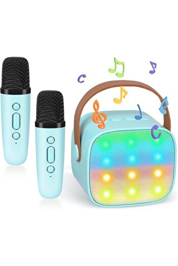 Primo Plus Karaoke Machine with 2 Wireless Microphones, Portable Bluetooth