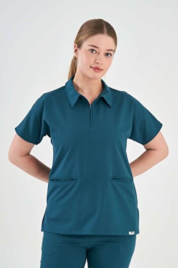 Owlet Medikal Lycra Dark Petrol Green Polo Neck Suit