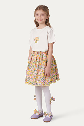 Panço Liberty Kumaş Çiçek Desenli Etek