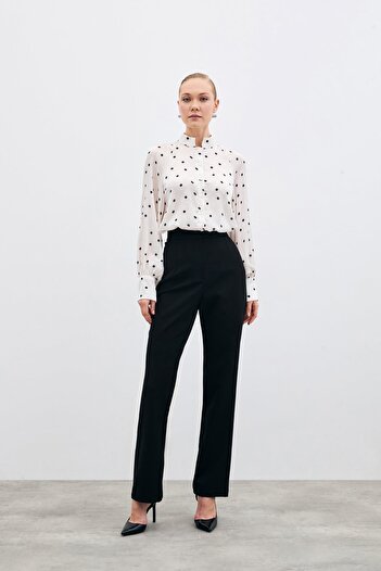 Sateen High Waist Flexible Fabric Classic Women's Trousers