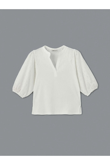 LC Waikiki Lcwaikiki Classic Ecru Embroidered Women's Blouse