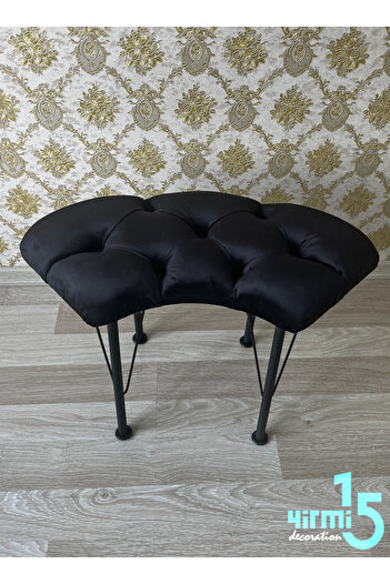 Yirmi15 Siyah Metal Ayaklı Tekli Oval Bench & Puf