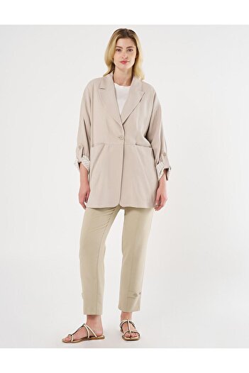 Kayra Stone Colored Foldable Ankle Button Jacket