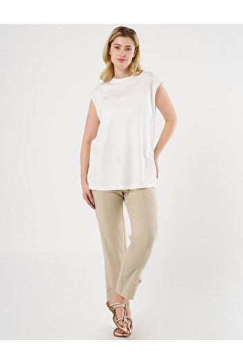 Kayra Optical White Combed Cotton T-Shirt - Crew Neck