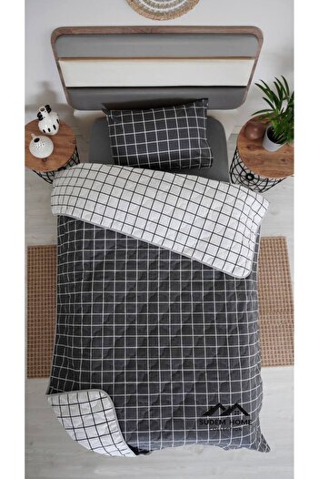 Sudem Home Collection Anthracite Color Single Double Sided Quilted Bedspread