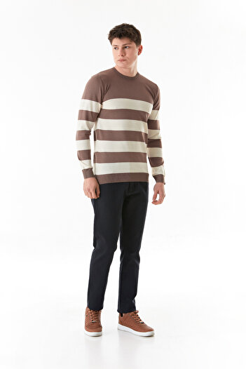 Fulla Moda Πλεκτό πουλόβερ με ριγέ Crew Neck