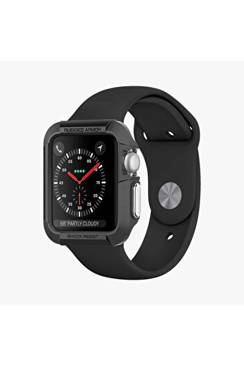 Spigen Apple Watch 42mm (Seri 3/2/1) Kılıf Rugged Armor Matte Black - SGP11496
