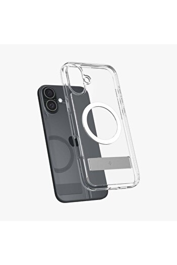 Spigen iPhone 16 Kılıf Ultra Hybrid S MagFit MagSafe özellikli Kickstand Crystal Clear - ACS08212