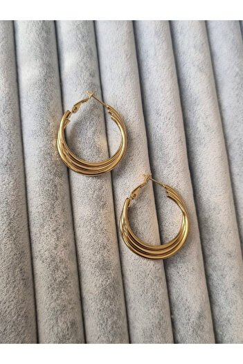 Brassito Gold Colored Women's Steel Earrings - Spiral Ring, Non-Tarnish 316L