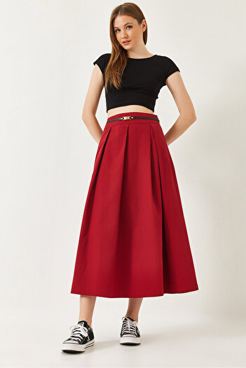 Bianco Lucci Women's Belted Flared Skirt 5000 60261278