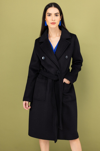 Ekol Black Stamp Coat - Bag Pocket