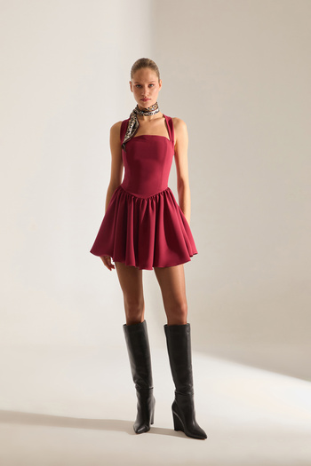 BETTY & SAM Stella Dark Red Mini Dress with Straps