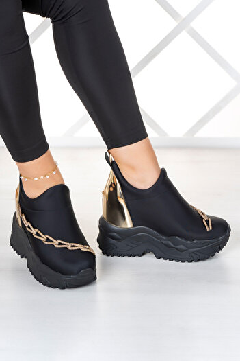 Erkan Saçmacı Maggie Gold Chain Jewelled Stretch Hidden Padding Sneakers